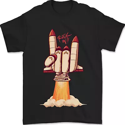 Buy Rock On Salute Funny Space Rocket Ship Mens T-Shirt 100% Cotton • 10.49£