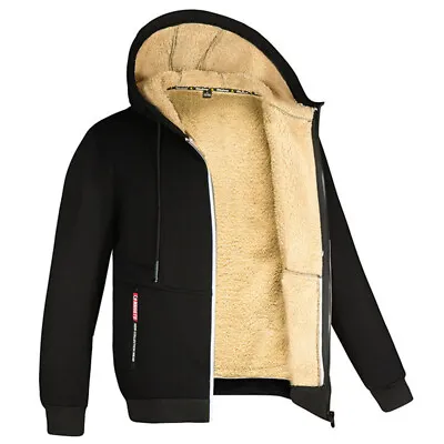 Buy Mens Winter Warm Fluffy Lined Jacket Hoodie Long Sleeve Casual Zipper Sweatshirt • 25.79£