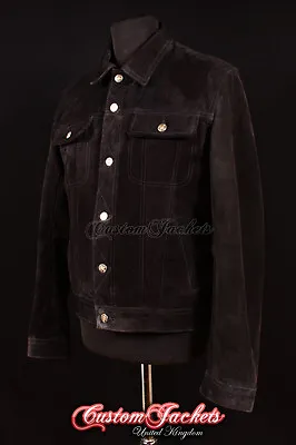 Buy Men's TRUCKER Suede Leather Jacket Western Classic Denim Style Shirt Jacket 1280 • 85.53£
