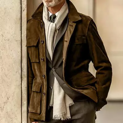 Buy Olive Green Field Leather Jacket Men Pure Suede Custom Made Size S M L XXL 3XL • 136.10£