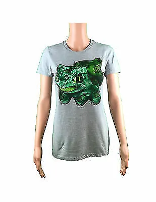 Buy NEW Nintendo Pokemon Green Bulbasaur Women's Size M Graphic Cotton T-Shirt Gray • 13.21£