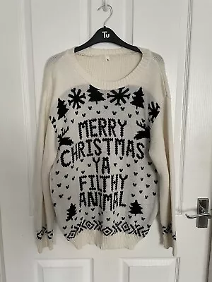 Buy White Knitted Merry Christmas Ya Filthy Animal Home Alone Jumper XL • 6£