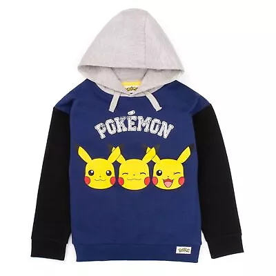 Buy Pokemon Boys Pikachu Face Drawstring Hoodie NS6165 • 25.37£