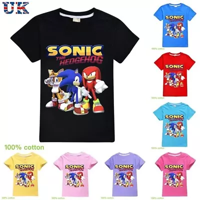 Buy Kids Boys Sonic The Hedgehog Summer Short Sleeve T-shirt Casual Tshirt Tee Tops • 8.96£