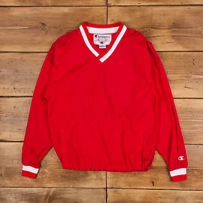 Buy Vintage Champion Windbreaker Jacket S 90s Pullover Red • 14.57£