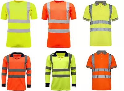 Buy Hi Viz Vis Polo T-Shirt High Visibility Reflective Tape Safety Security Work Top • 12.99£