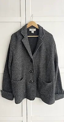 Buy LISA International %100 Boiled Wool Black/grey  Jacket! Size XL, Uk18/20 • 33.50£