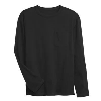 Buy Mens Long Sleeve T-Shirt Round Neck 100% Cotton Plain Crew Casual Tee Tops S-3XL • 6.99£
