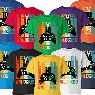 Buy Personalised Level 10 Unlocked Birthday Gamer Boys Girls Teen Kids T-Shirts #DNE • 6.99£