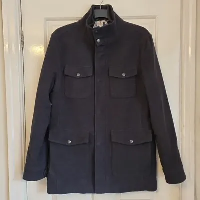 Buy NEXT MEN'S MILITARY STYLE OVERCOAT SIZE M 39 /41  Chest Black Jacket Wool Feel • 18.95£