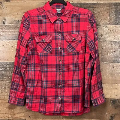 Buy Eddie Bauer Long Sleeve Flannel Shirt Cotton Red Blue Plaid Size Medium • 18.29£