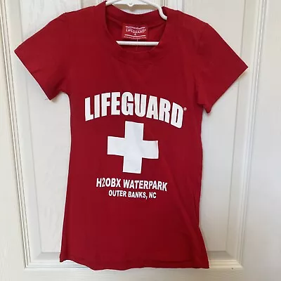 Buy Lifeguard T-Shirt H2OBX Waterpark Outer Banks, NC Red Sz 7/8 Kids Runs Small • 10.27£