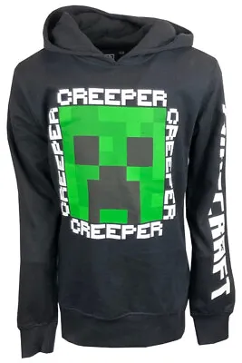 Buy Boys Minecraft Creeper Hoodie Black Game Inside 100% Cotton Pullover Hooded Tops • 12.99£