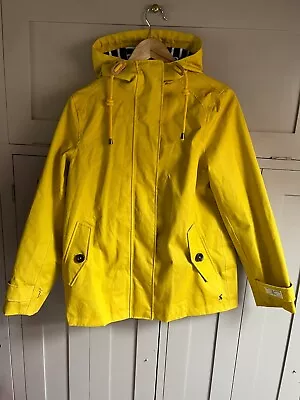 Buy Joules Coast Ladies Hooded Raincoat Jacket In Mustard Yellow - Size 10 • 12.50£