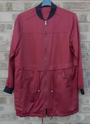 Buy Ladies Burgundy & Black Jacket :Drawstring Waist & Hem: Zip Front: Lined:Size 14 • 10.99£