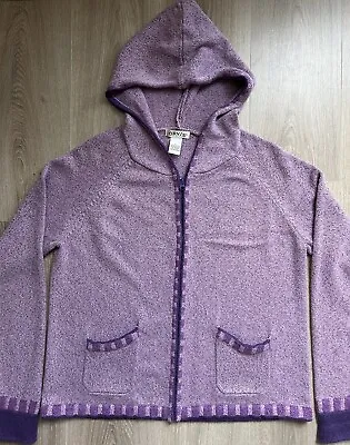 Buy Orvis Womens Cardigan Sweater Full-zip Pockets Hoodie Knitted Purple Knit Large • 18.99£