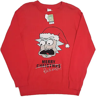 Buy Rick & Morty Merry Rickmas Xmas Jumper Red Novelty Knitted X-Large XL George WB • 14.99£