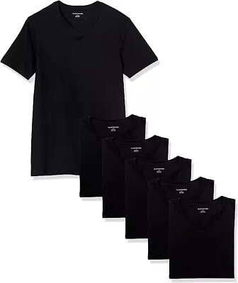 Buy Men's V-Neck Undershirt 6 Pack T-Shirts Loungewear Clothing Black Size Small • 13.99£