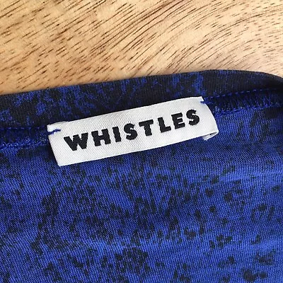 Buy WHISTLES Size 12 Navy Blue Snakeskin Print Soft Stetchy Light Jersey Top Pocket • 5£