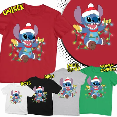Buy Unique Lilo And Stitch Santa Gift Ideas Funny Family Christmas T Shirt #MC#389 • 9.99£
