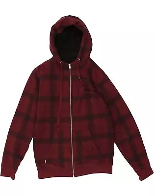 Buy VANS Mens Sherpa Zip Hoodie Sweater Small Burgundy Check TM15 • 19.23£