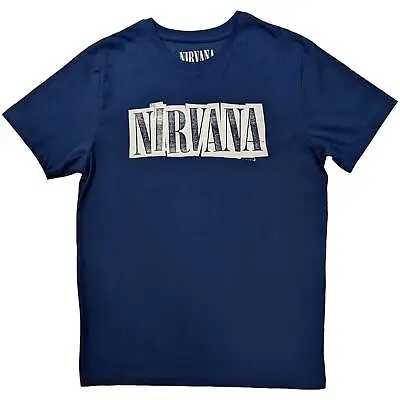 Buy Nirvana T-Shirt Boxed Logo Kurt Cobain Band Official Navy New • 14.20£