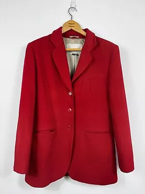 Buy Jigsaw Wool Cashmina Coat Size 12 UK Red Vintage Single Breasted Jacket Collared • 24.10£