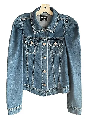 Buy Refuge Blue Denim Jean Jacket Womens Size M Button Front Chest Pockets Med Wash • 14.41£