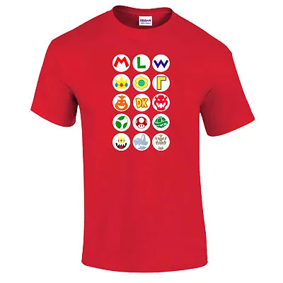 Buy Super Mario Bros Friend Logos Retro T-Shirt Luigi Peach Donkey Kong Wario Bowser • 10.95£