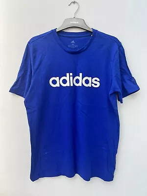 Buy Adidas Essentials Men’s T-Shirt Embroidered Blue Logo H12183 - Size M Medium • 7.99£