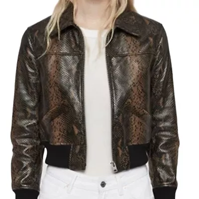 Buy All Saints Womens Real Leather Snakeskin Bomber Jacket Size UK 6 US 2 EU 34 • 150£