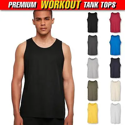 Buy Plain Workout Mens Vest Tank Top Cotton Summer Sleeveless T-Shirt Training Blank • 6.08£
