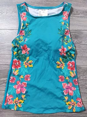 Buy Swim Top Womens Swim Shirt Size 2 Tall Blue Floral High Quality Swimwear Cute • 15.39£