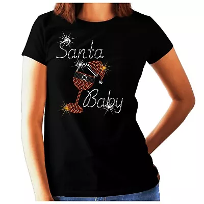 Buy Santa Baby Christmas Womens Rhinestone T Shirt  - Xmas ALL SIZES (6 To 26) • 13.99£