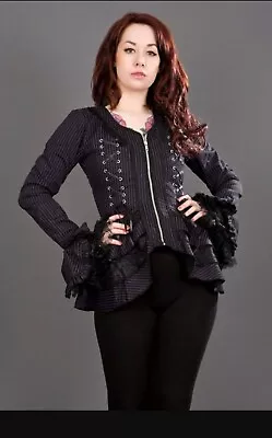 Buy Gothic Victorian Steampunk Vintage Black Corset Jacket Whitby Halloween Size 16 • 30£