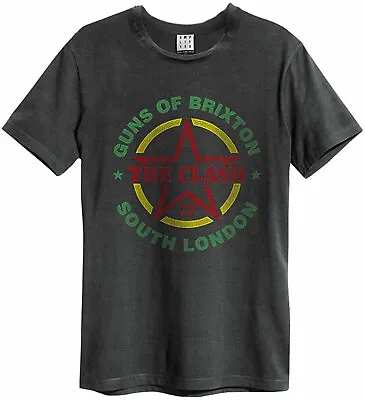Buy Amplified The Clash Guns Of Brixton Mens Charcoal T Shirt The Clash Classic Tee • 14.21£