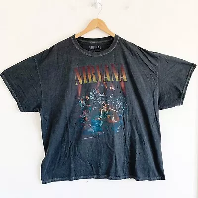 Buy Nirvana Unplugged Washed Black Destroyed Tee Shirt Dress OS • 66.14£