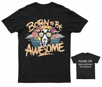 Buy Hipster Goat T-Shirt | Retro Vibe | Custom Back Message Option • 12.95£