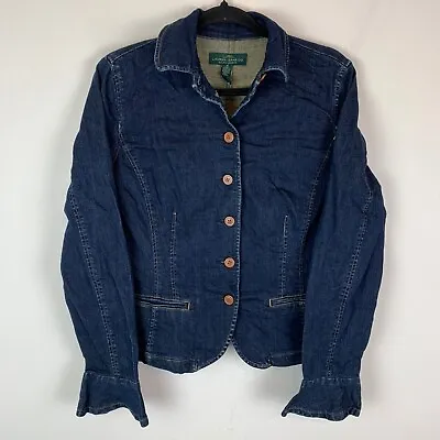 Buy LAUREN Ralph Lauren Dark Denim Button Down Jacket Size Women's 10 • 45£