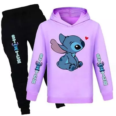 Buy Kids Girls/Boys Lilo Stitch Hoodies Jumper Sweatshirt Tops Pants Outfit Clothes • 13.99£