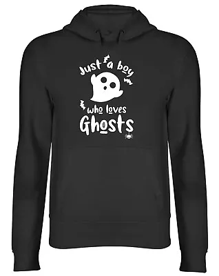 Buy Just A Boy Who Loves Ghosts Hoodie Mens Womens Spooky Fright Boo Top Gift • 17.99£