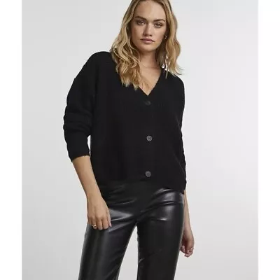 Buy Madewell V-Neck Slim Fit Cardigan Sweater Size S Black Merino Wool Blend Buttons • 42.52£
