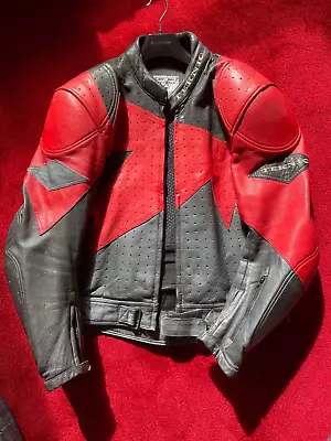 Buy Teknic Leather Jacket Motorcycle - Red / Grey  Size 46 / 56 • 30£