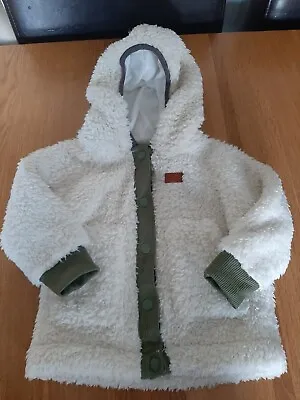 Buy Baby Boys Cream Fleece Hooded Jacket Age 18 Months • 1.49£