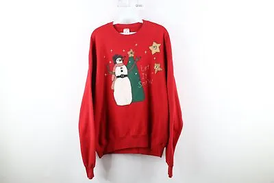 Buy Vtg 90s Streetwear Womens XL Faded Christmas Snowman Let It Snow Sweatshirt USA • 30.35£