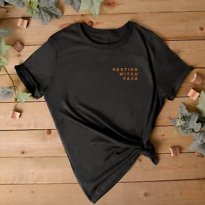 Buy AUTUMN CLOTHING Ladies T Shirt | Resting Witch Face Top | Halloween T Shirt • 12.95£