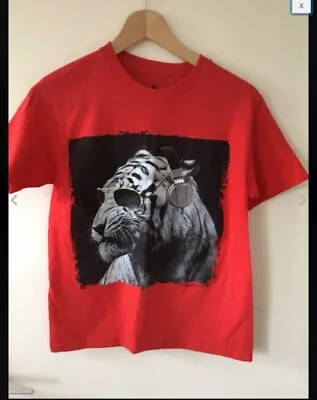 Buy Childs Red Tiger Print Tee Shirt S/c • 7£