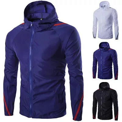 Buy Mens Waterproof Jacket Sport Jogger Gym Training Running Hooded Coats Outerwear • 13.43£
