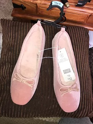 Buy F&F Pink Velvet Ballerina Pump Slippers Size 7 EU41 BNWTS • 6£