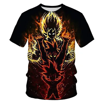 Buy Mens Anime Dragon Ball Z 3D Super Saiyan Son Goku SSJ DBZ Short Sleeve T-shirt • 9.99£